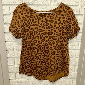 Maurices Brown Leopard Print Short Sleeve Top